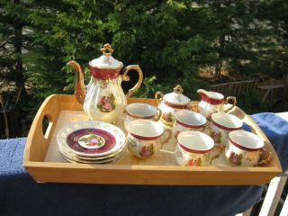 Royal China Japan Rcj16 Pattern,  Tea Set: Cups,  Saucers,  Creamer,  Sugar,  Pot