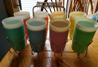 Vintage Bolero Therm - O - Ware Tumblers Set 8 with Metal Carrier Retro Good Cond. 2