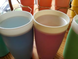Vintage Bolero Therm - O - Ware Tumblers Set 8 with Metal Carrier Retro Good Cond. 5