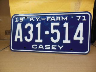 A31 514 = Nos 1971 Casey County Kentucky Farm Vehicle License Plate