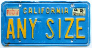 Any Size Vintage Blue California 1985 Personalized Vanity License Plate,  Funny
