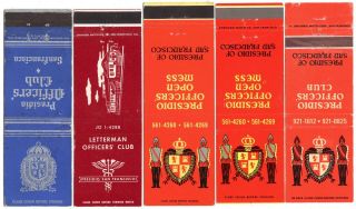 Military 5 Us Army Presidio Of San Francisco Ca 20 Fs Matchbook Covers