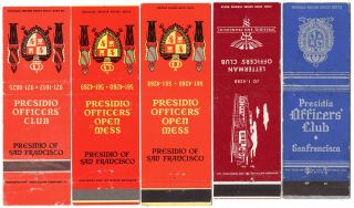 MILITARY 5 US ARMY PRESIDIO OF SAN FRANCISCO CA 20 FS MATCHBOOK COVERS 2