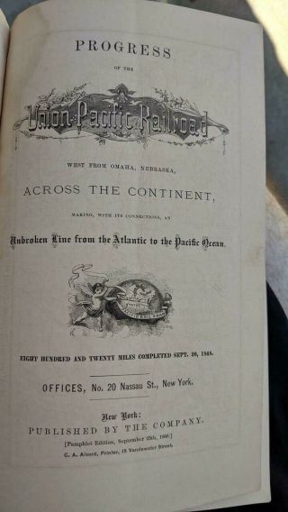 UNION PACIFIC RAILROAD ACROSS THE CONTINENT WEST FROM OMAHA 1868 BOOKLET RARE 6