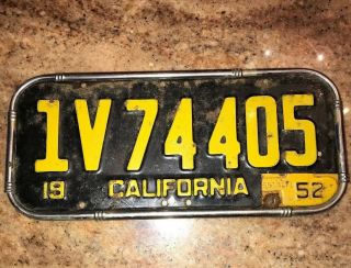 1951 California License Plate With 1952 Tag / Tab