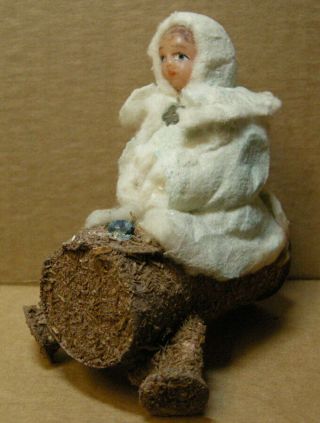 Antique Snow Baby Candy Container.  C.  1910.  Figural On Cardstock Container.  Rare