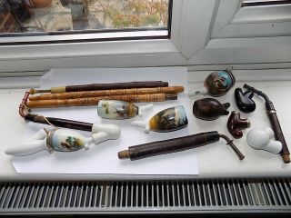 Vintage Alps/tyrol Smoking Pipe Porcelain Bowls & Parts
