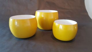Vintage Dansk Jens Quistgaard Yellow Enamel Serving Bowl - Ice Bucket Set Of 3