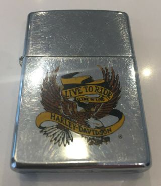 Collectable Zippo Lighter : Harley - Davidson : Chrome,  Dated To 1991.