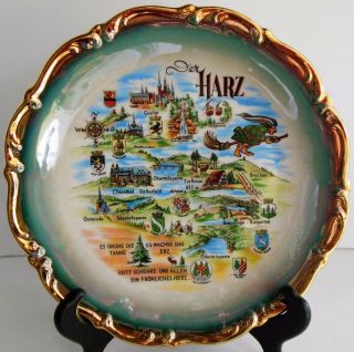 Germany Der Harz Ceramic Plate Flying Witch Broom - Mountains Vintage Souvenir