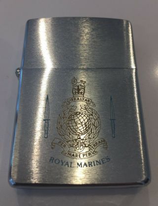 Collectable Zippo Lighter : Royal Marines : Brushed Chrome,  Dated To 1992.