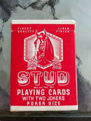 Vintage Red Stud Playing Cards Poker Size.  Both Jokers.