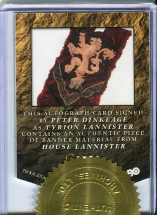 Game of Thrones Season 5 Peter Dinklage as Tyrion Lannister Autograph Prop Card 2