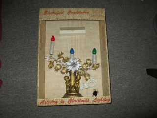 Vintage Mirostar Mid Century Electric Christmas Candelabra Cherub & Poinsettia