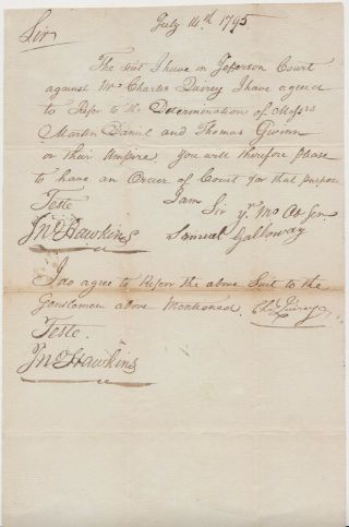1795 Kentucky Letter To Buckner Thruston At Jefferson Ky - In Us Senate 1805 - 09