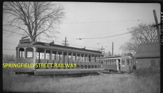 Springfield Street Railway Co.  Negative Open Car 107 At The Tubbs Hill Barn 1934