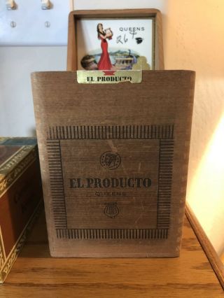 Vintage El Producto Queens Dovetailed Wooden Cigar Box