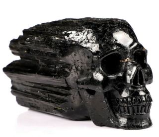 5.  4 " Tourmaline Carved Crystal Skull,  Realistic,  Crystal Healing