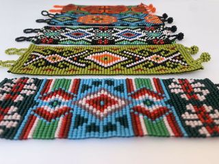Mexican Huichol beaded bracelet.  Mexican Folk Art Ethnic. 2