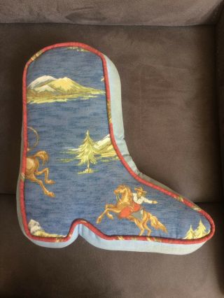 Vintage Stuffed Western Cowboy Boot Throw Pillow 1