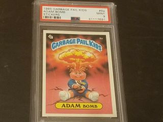 1985 Garbage Pail Kids Series 1 Card 8a Adam Bomb Award - Psa 9