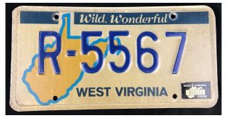 West Virginia 1982 Recreational (camper) Trailer License Plate R - 5567