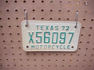 1972 Texas Motorcycle License Plate Old Stock No X 56097