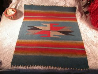 Vintage Chimayo Pueblo Mat Rug Weaving Mexico