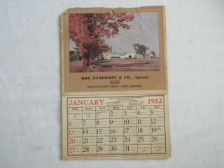 1952 Hostess Calendar - Roy Anderson & Co. ,  Agent / Phone 810 / Hope,  Arkansas