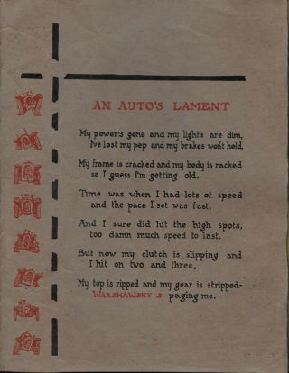 3 Warshawsky Auto Parts Catalogs Dating From 1923 To 1933