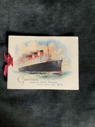 Cunard White Star Line Rms Queen Mary Christmas Card Circa 1938