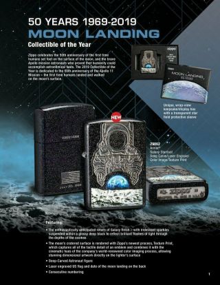 Zippo Moon Landing 2019 Collectable of the Year Lighter - 50 Years anniversary 2