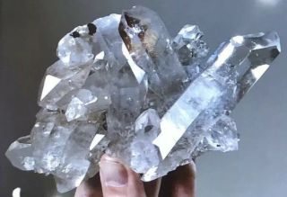 Rare Rare Rare Natural Quartz Crystal Cluster 9 Facets Brazil Fine Crystal Point