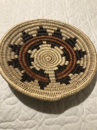 Woven African Basket Bowl 9 Inches across orange/brown/beige 2