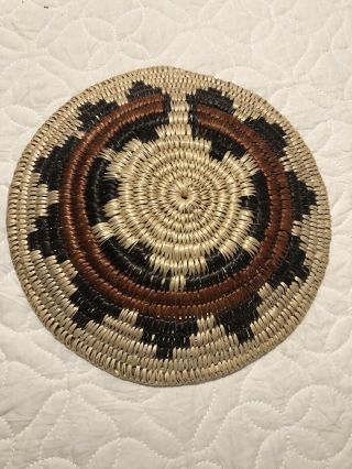 Woven African Basket Bowl 9 Inches across orange/brown/beige 3