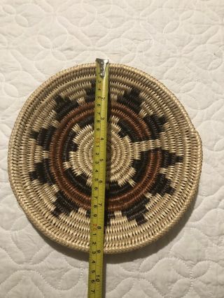 Woven African Basket Bowl 9 Inches across orange/brown/beige 4