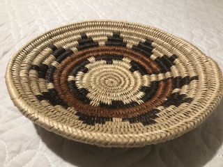 Woven African Basket Bowl 9 Inches across orange/brown/beige 5