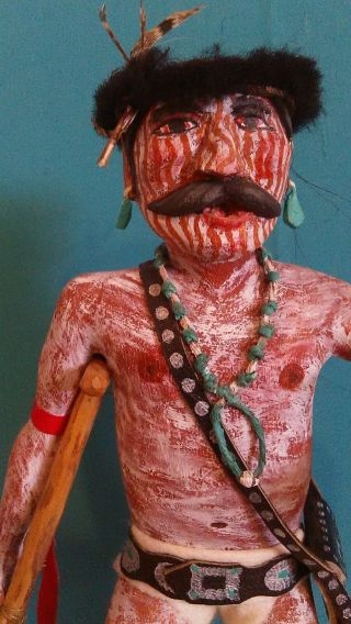 KACHINA DOLL COLLECTIBLE Hand Carved Wood Katsina Navajo Clown Ceremony Figure 3