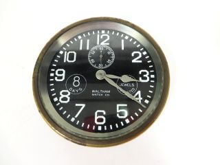 Antique C1910 Waltham Watch Co.  8 - Day 15j Brass Car Boat Clock