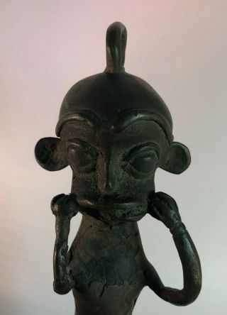 Alien Like Figurine Antique West African Or Benin Bronze Ceremonial Spoon