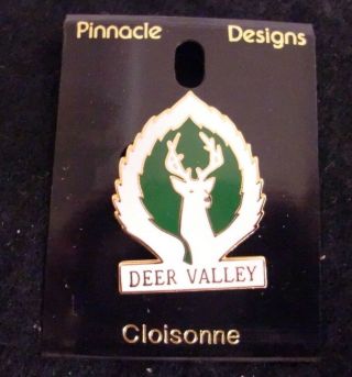 Vtg Deer Valley Utah Salt Lake Ski Pin Cloissone Green Background 1 "