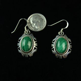 Dangle earrings Sterling Silver.  925 malachite Native American classic tribal 3