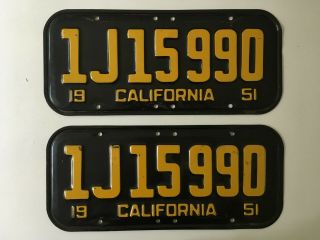 1951 California License Plate Pair Plates Good For 1952 1953 1954
