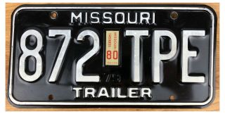 Missouri 1979 - 1980 Trailer License Plate 872 - Tpe