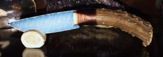 Native American Indian Opal Blade Knife Deer Bone Antler Flint Knap Knapping