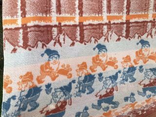 Vtg Blanket Garden Gnomes Wool Blend Orange Blue Cinnaman 64 " X66 "
