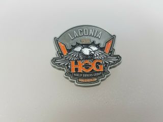 2019 Harley Davidson Owners Group Hog Rally Laconia Orange Vest Pin