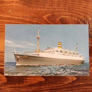 1955 Holland America Line Cruise Ss Ryndam Passenger List,  Ship Postcard