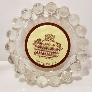 Vtg Bubble Ball Glass Ashtray Clear Mid Century 7.  5 " Graphic Of The Executive