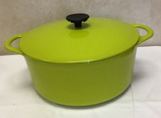 Le Creuset French Enamelware Green 22 Dutch Oven With Lid Cast Iron